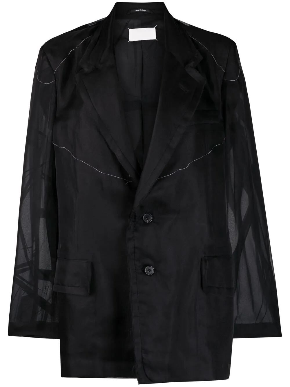 

Однобортный пиджак с прозрачными вставками MAISON MARGIELA, черный