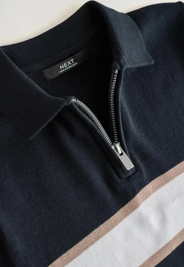 Поло Next, navy blue colour block, цветовая блокировка темно-синего цвета — фото 2
