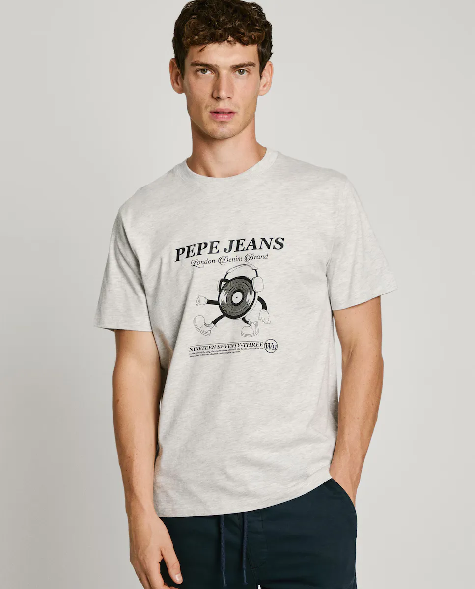 

Мужская футболка с коротким рукавом и принтом Pepe Jeans, серый