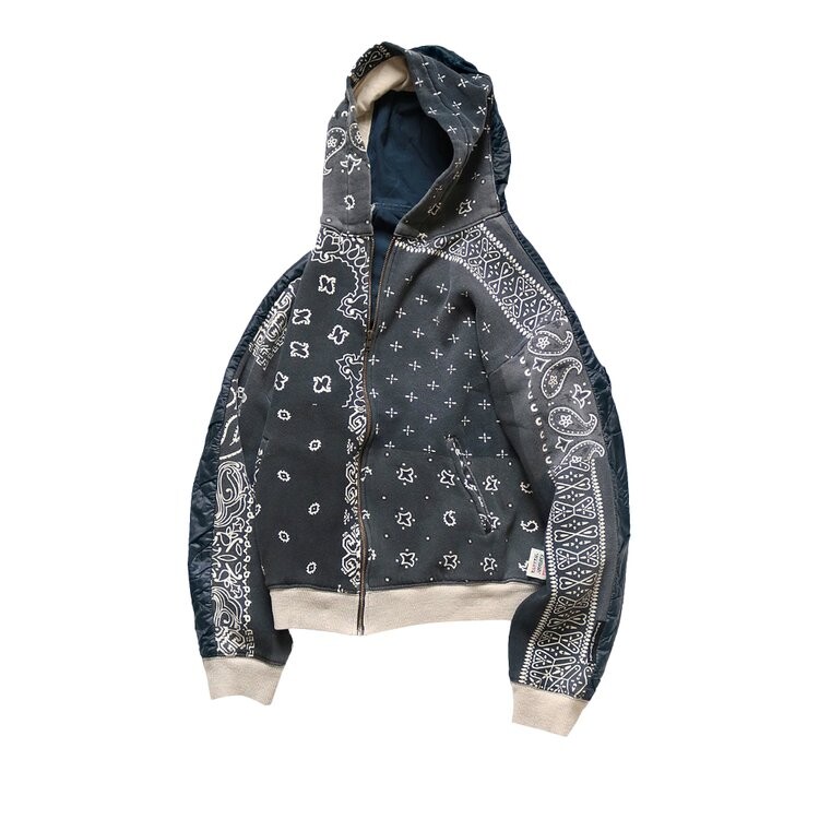 

Худи Kapital Half-Quilted Bandana Zip-Up 'Black', черный