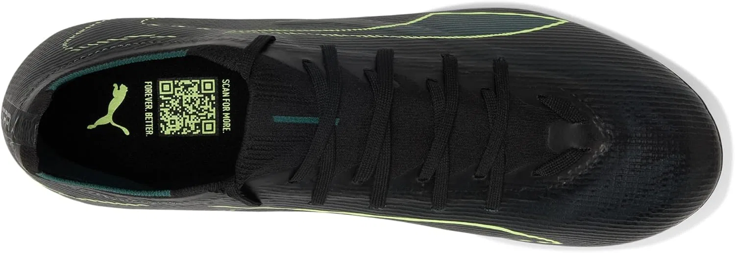 Мужские футбольные бутсы PUMA Ultra Match для твердого искусственного покрытия, Black Fizzy Light Green Terrain Ah25 — фото 2