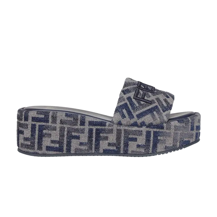 Кроссовки Fendi Wmns Sunshine Flatform Slides, цвет Blue FF Denim
