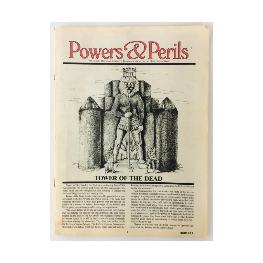 

Tower of the Dead - Book Only!, Powers & Perils (Avalon Hill), мягкая обложка