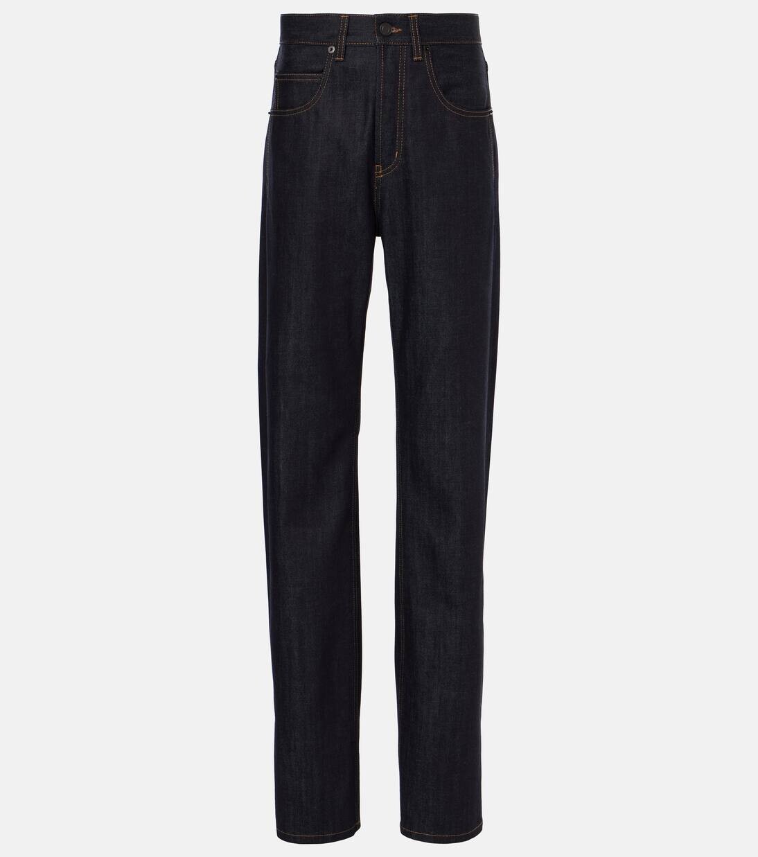 

Прямые джинсы средней посадки Saint Laurent, цвет indigo raw