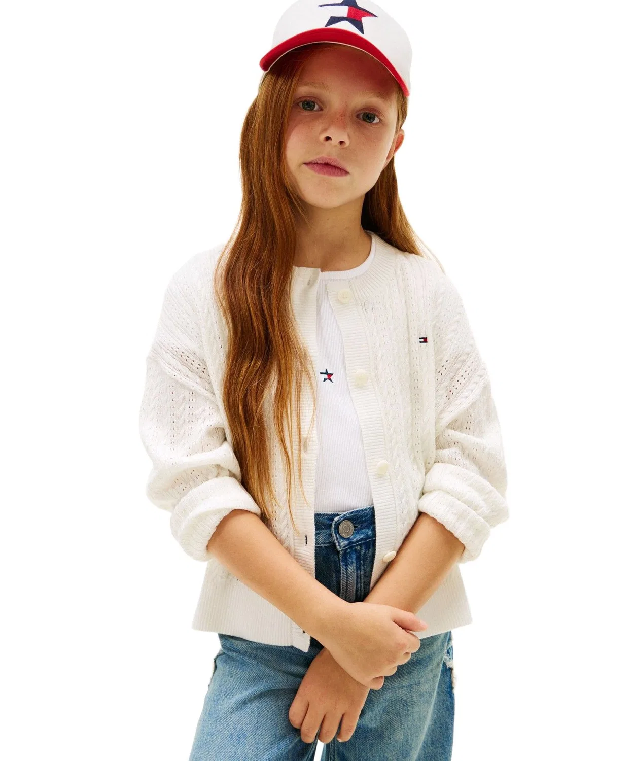 Кардиган детский с косами Tommy Hilfiger белый