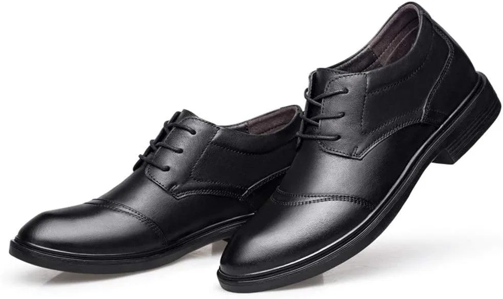 Туфли Kleid Oxford Formale Schuhe für Männer schnüren runde Zehenschuhe Leder Gummi Gummi Nicht rutschfeste Hochzeit Generic, Schwarz — фото 4