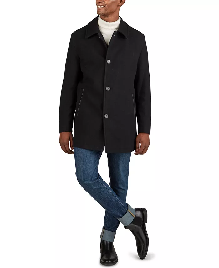 

Мужское классическое пальто с отделкой из искусственной кожи Cole Haan, черный