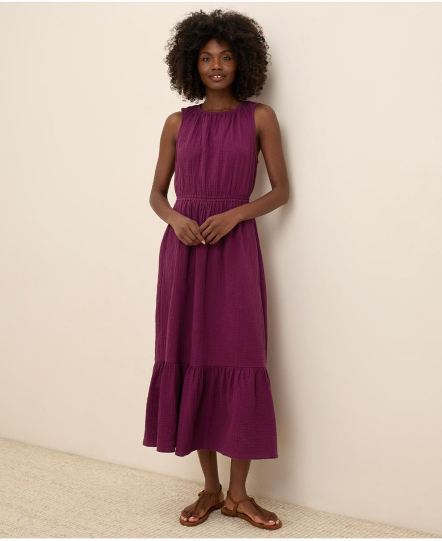 

Женское миди-платье из органического хлопка с двойной марлей в прибрежном стиле Pact, Sangria