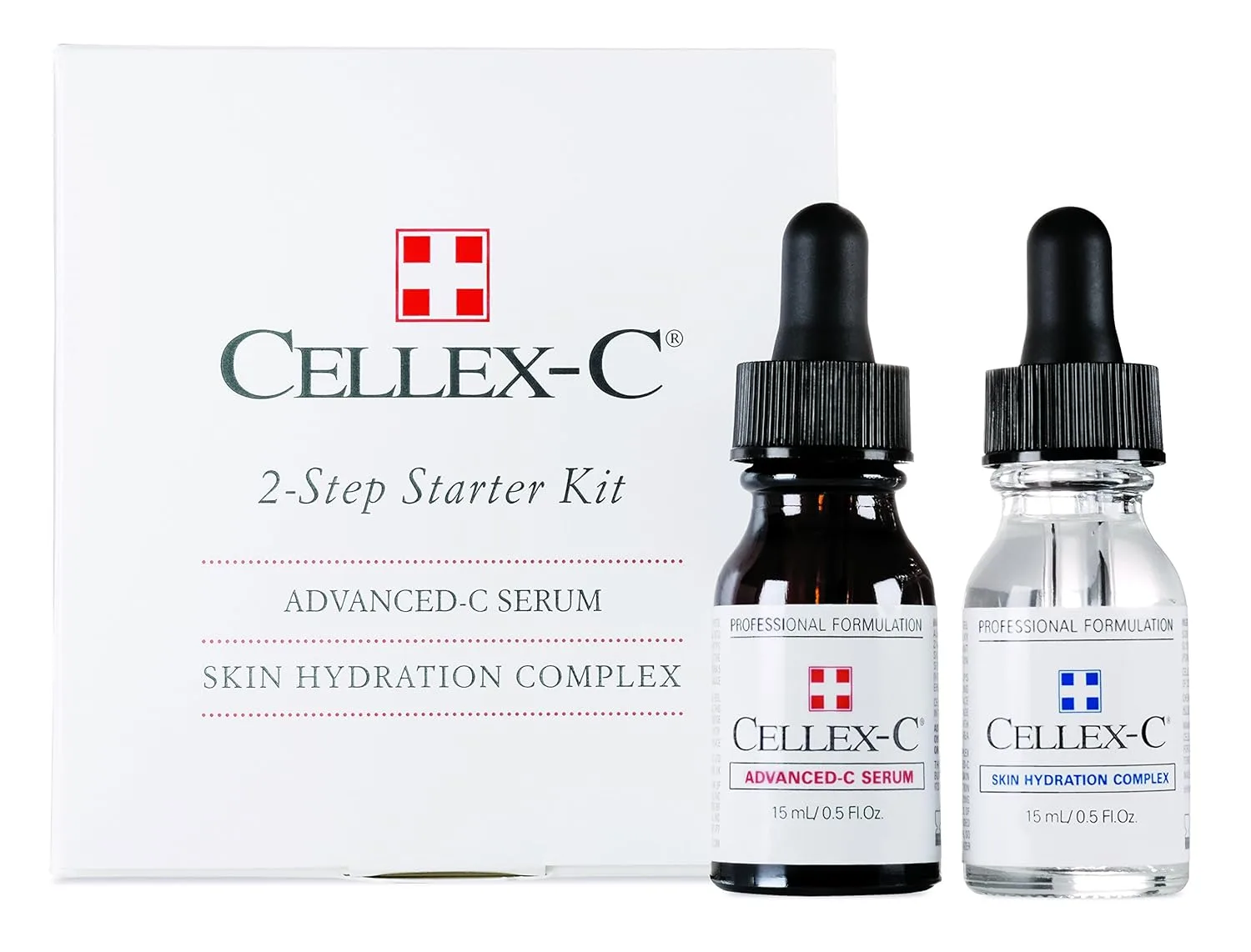 Стартовый набор Cellex-C из 2 шагов, сыворотка Advanced-C, комплекс для увлажнения кожи, 2 x 15 мл