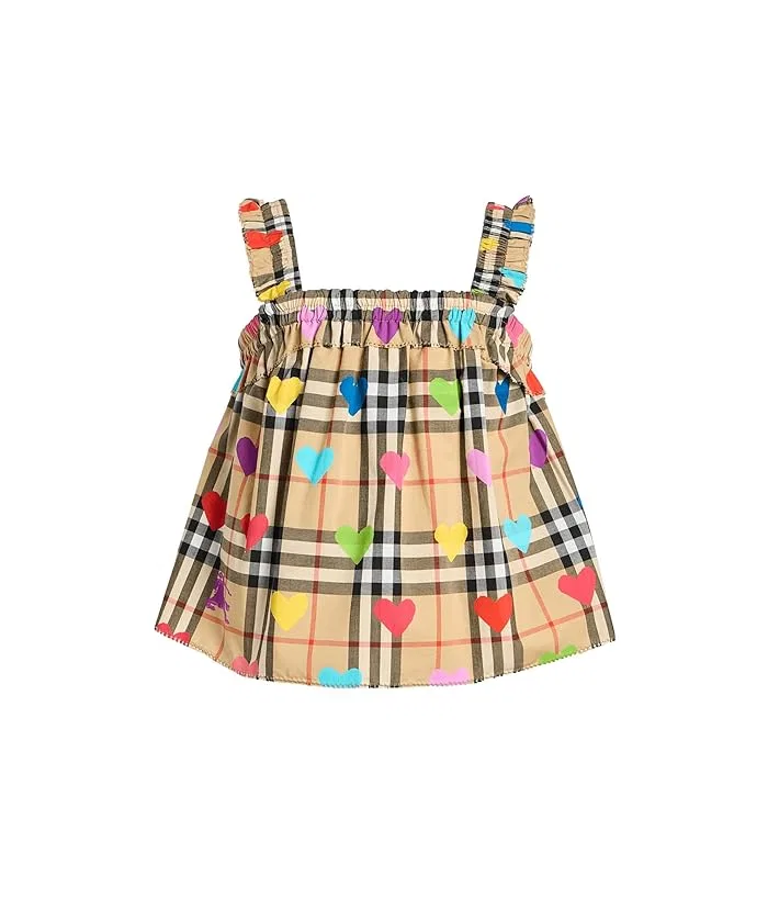 Платье с принтом Gabi Heart Check Burberry Kids, Sand IP Pattern — фото 2