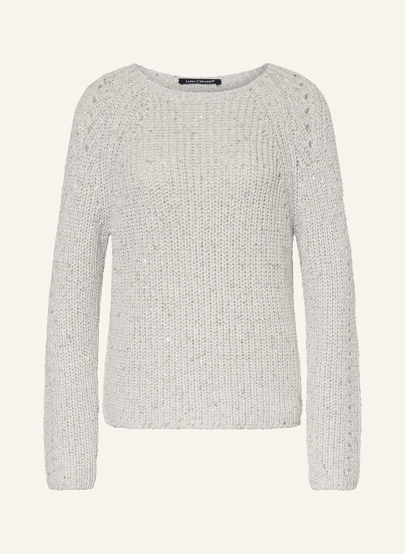 

Свитер с блестящей пряжей и пайетками Luisa Cerano, серый