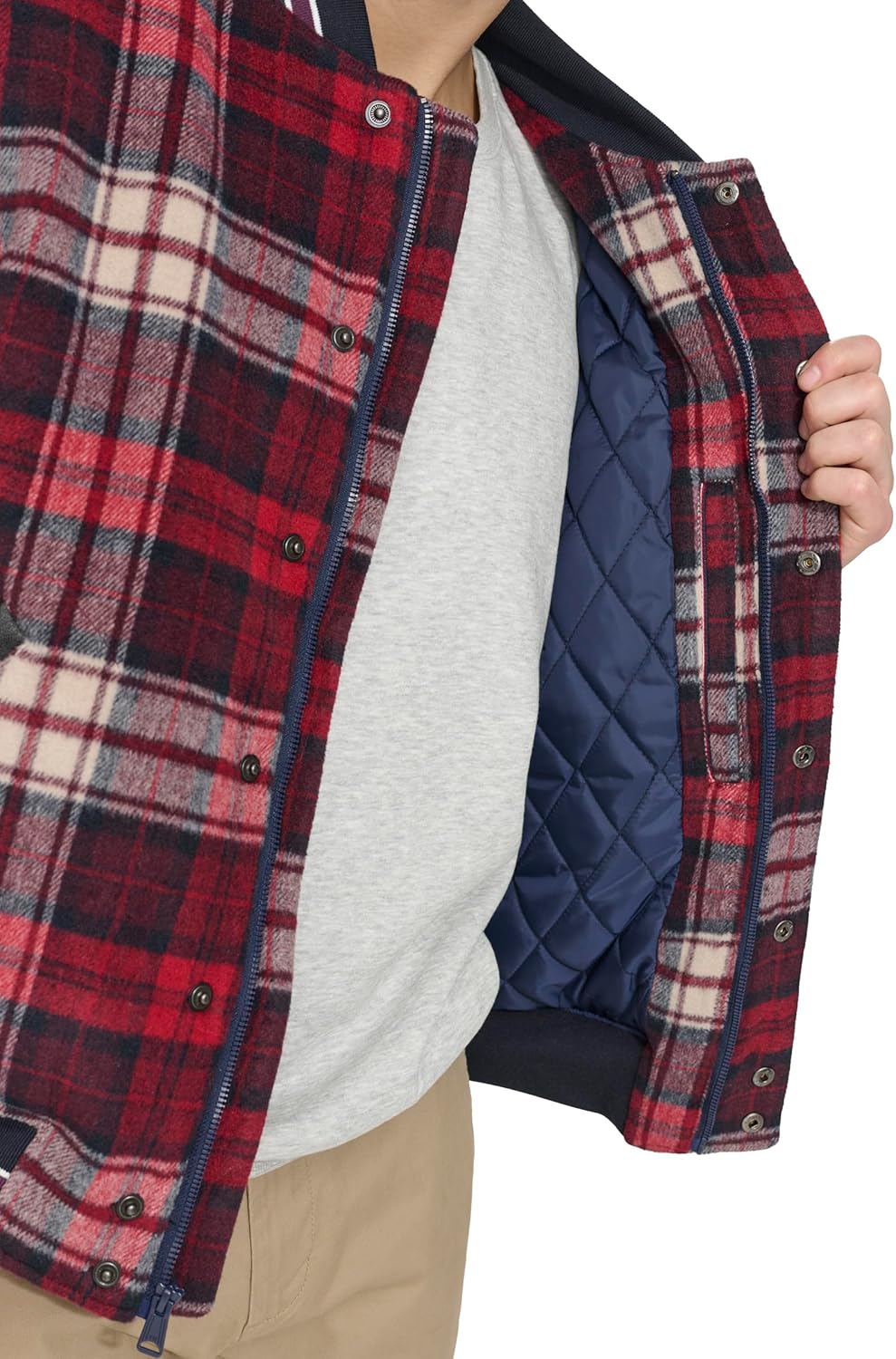 Мужская куртка-бомбер Tommy Hilfiger Mens из смешанной ткани от Tommy Hilfiger, Red Plaid — фото 4