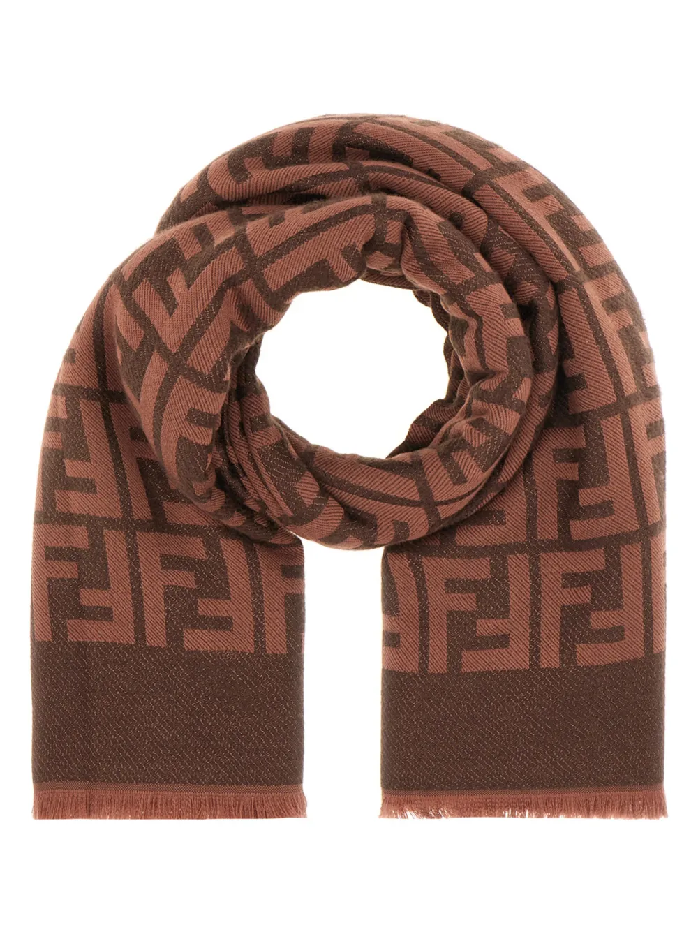 

Шарф с жаккардовым логотипом FENDI, коричневый
