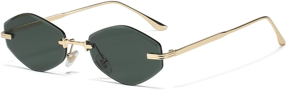 

Ретро-модные безободковые солнцезащитные очки в стиле панк Y2k для женщин и мужчин, винтажные солнцезащитные очки с защитой от УФ-излучения UV400 для использования на открытом воздухе KTUCN, Golden Green