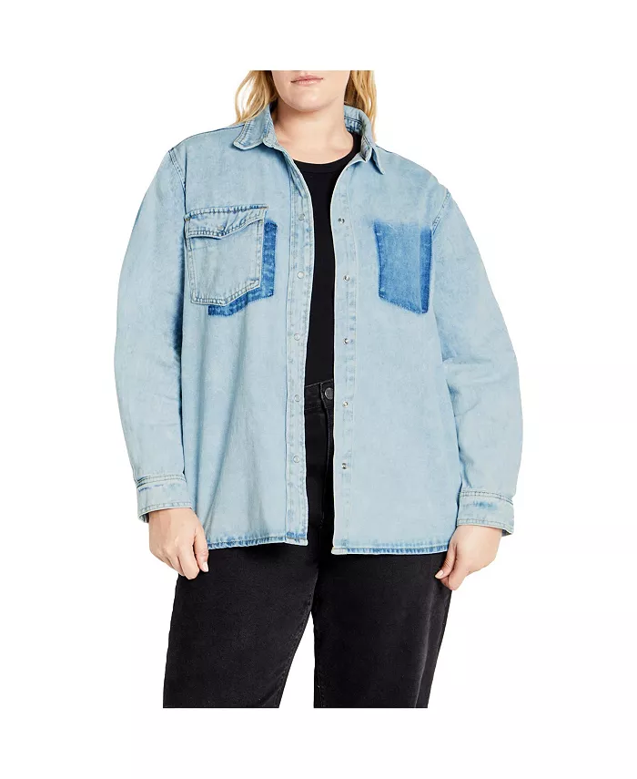 

Рубашка Ivy из денима больших размеров CITY CHIC, синий