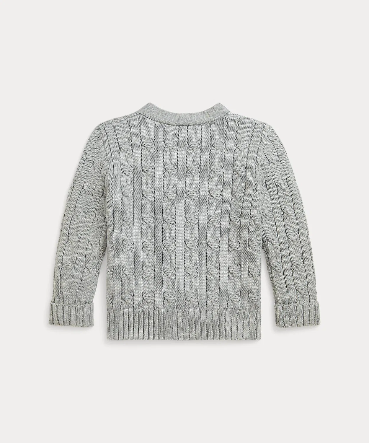 Кардиган с V-образным вырезом, косая вязка, хлопок, Ralph Lauren, серый — фото 2