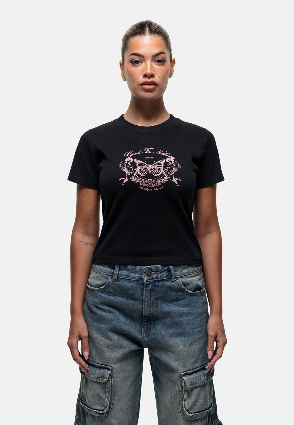 

Футболка с принтом RENAISSANCE PRINT BABY TEE Good For Nothing, черный