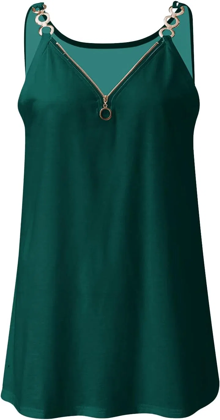Женский топ на тонких бретелях, свободный, Athletic Tank Top, зеленый — фото 4