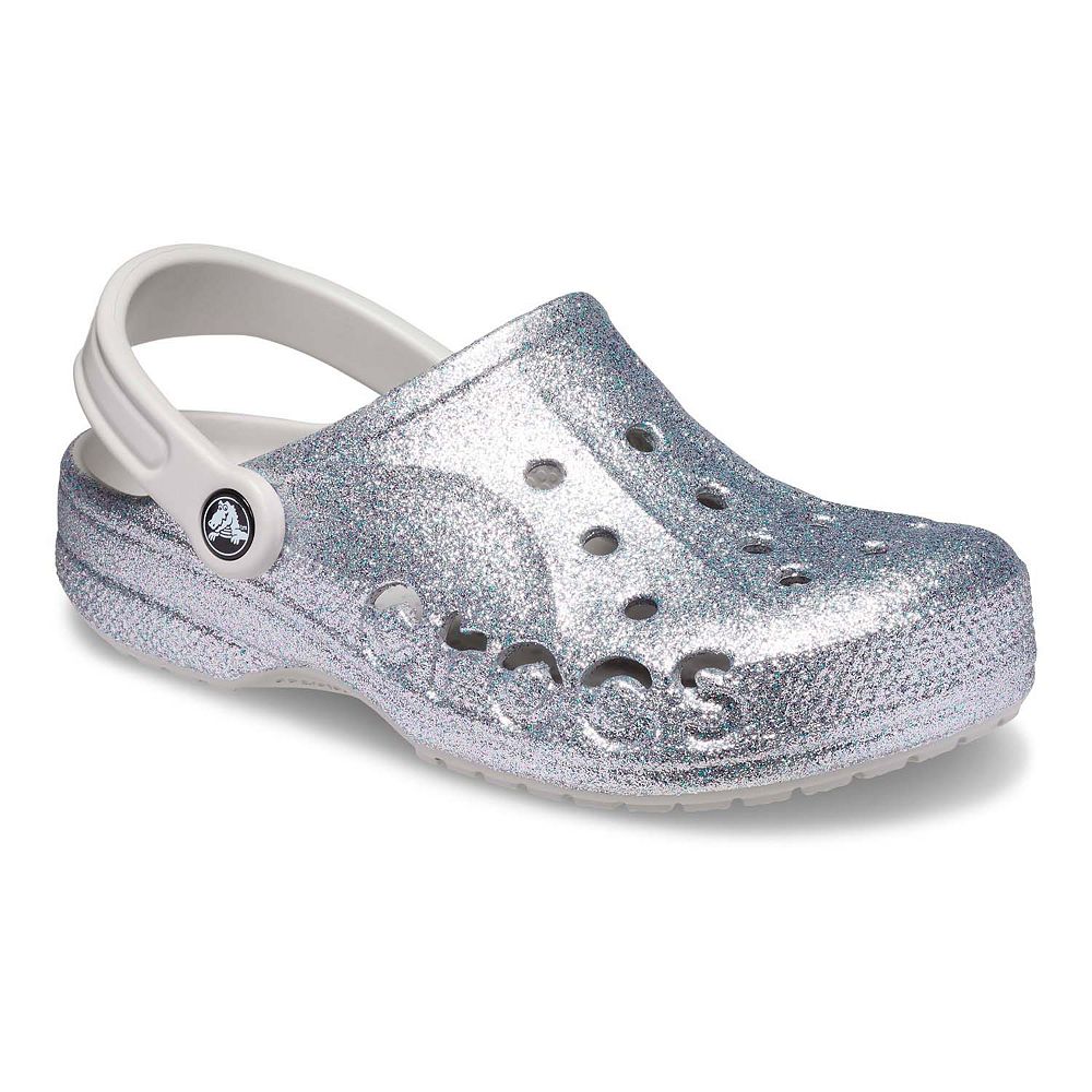 

Женские блестящие сабо Crocs Baya, цвет Silver Glitter