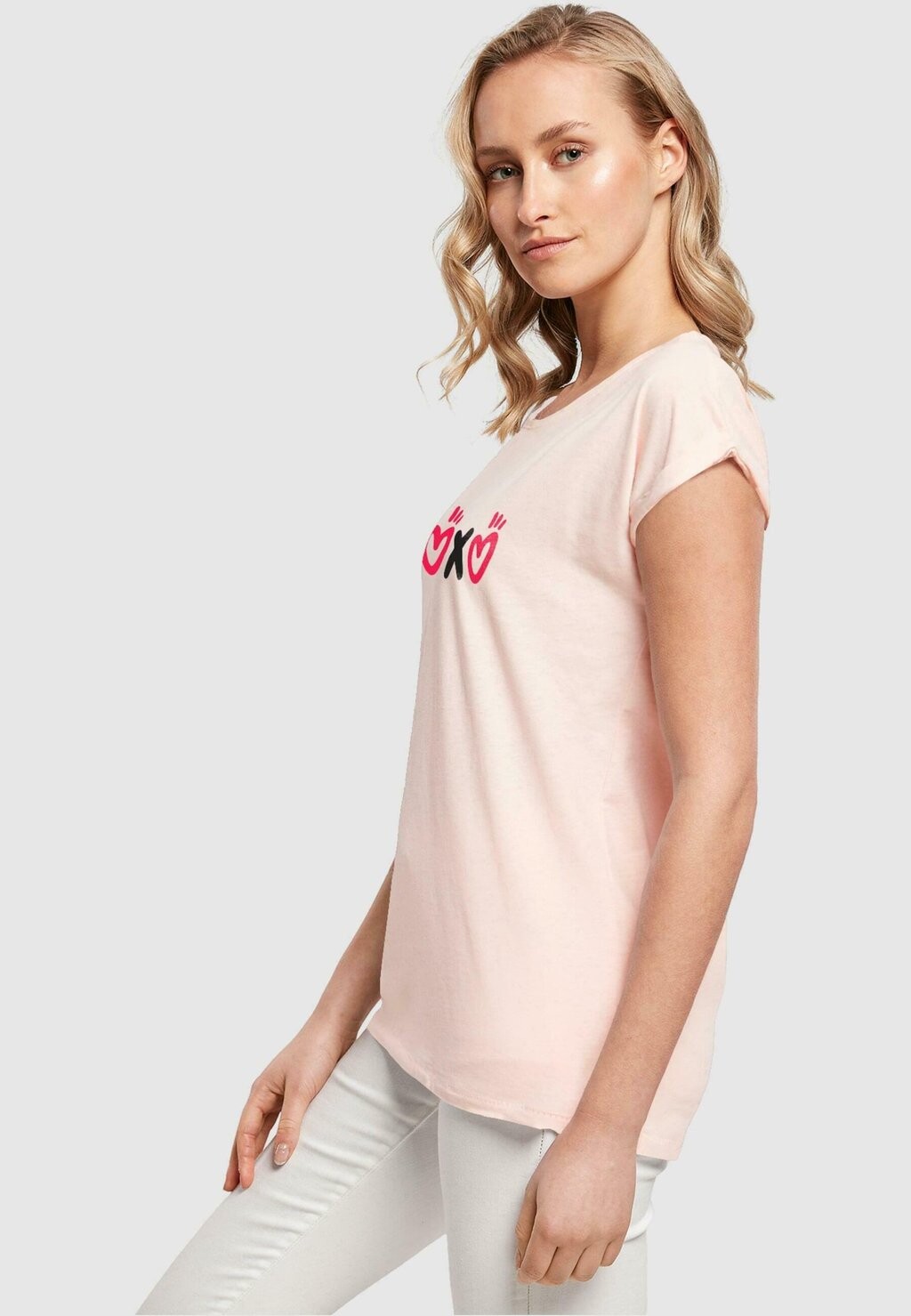 

Футболка с принтом VALENTINES DAY XOXO EXTENDED SHOULDER Merchcode, розовый