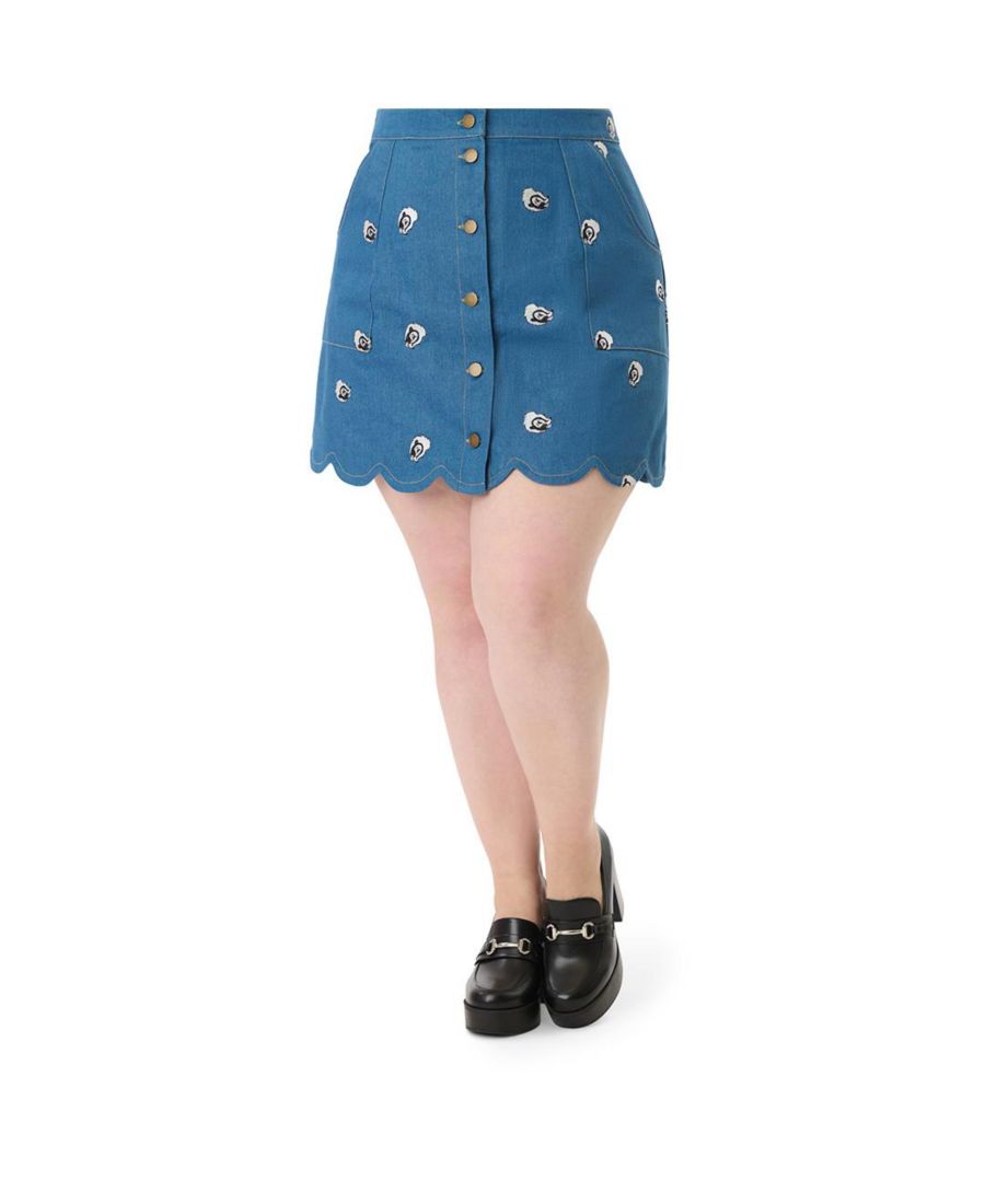 

Мини-юбка большого размера с фестончатым краем Unique Vintage, Denim animal print