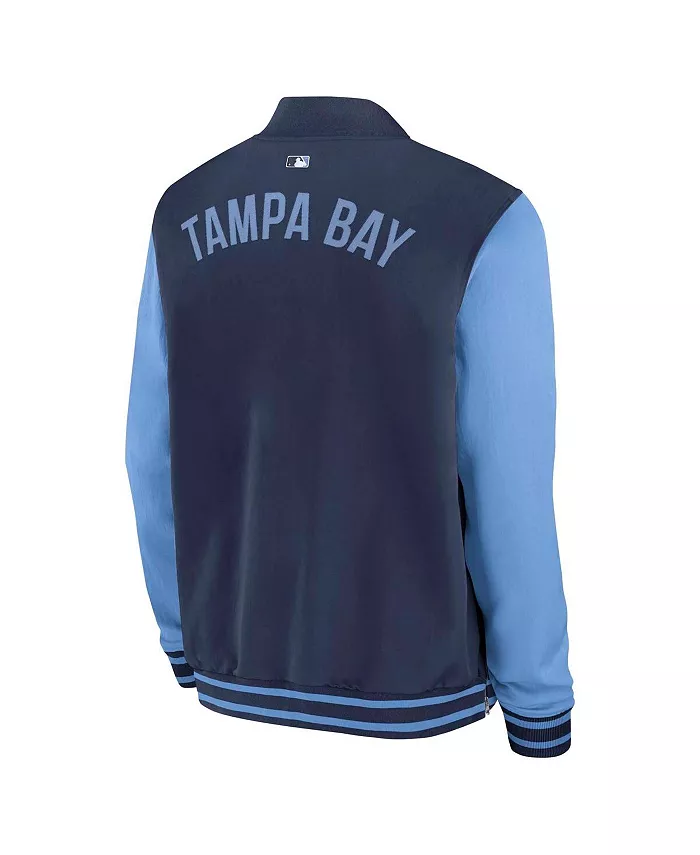 Мужская бомбер-куртка Tampa Bay Rays Authentic Collection Dugout на молнии, цвет темно-синий/светло-голубой Nike — фото 2