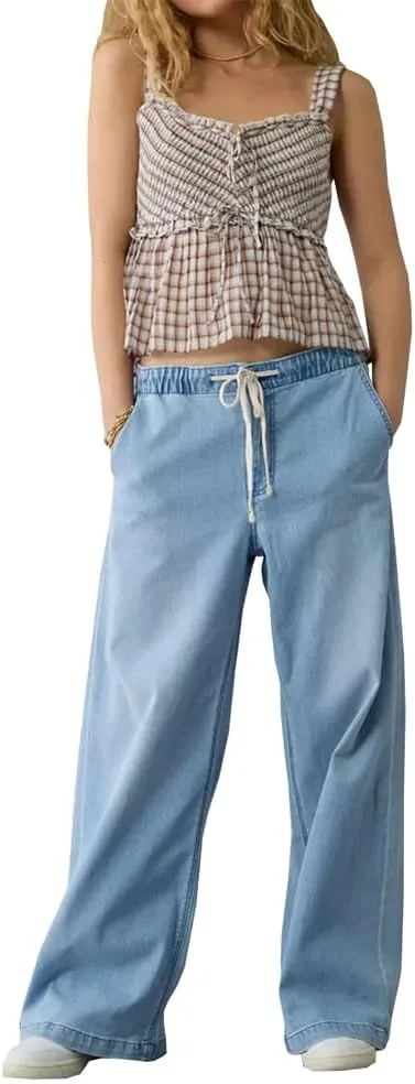 

Женские джинсы Mid Rise с завязками и эластичным поясом TACSTRUN