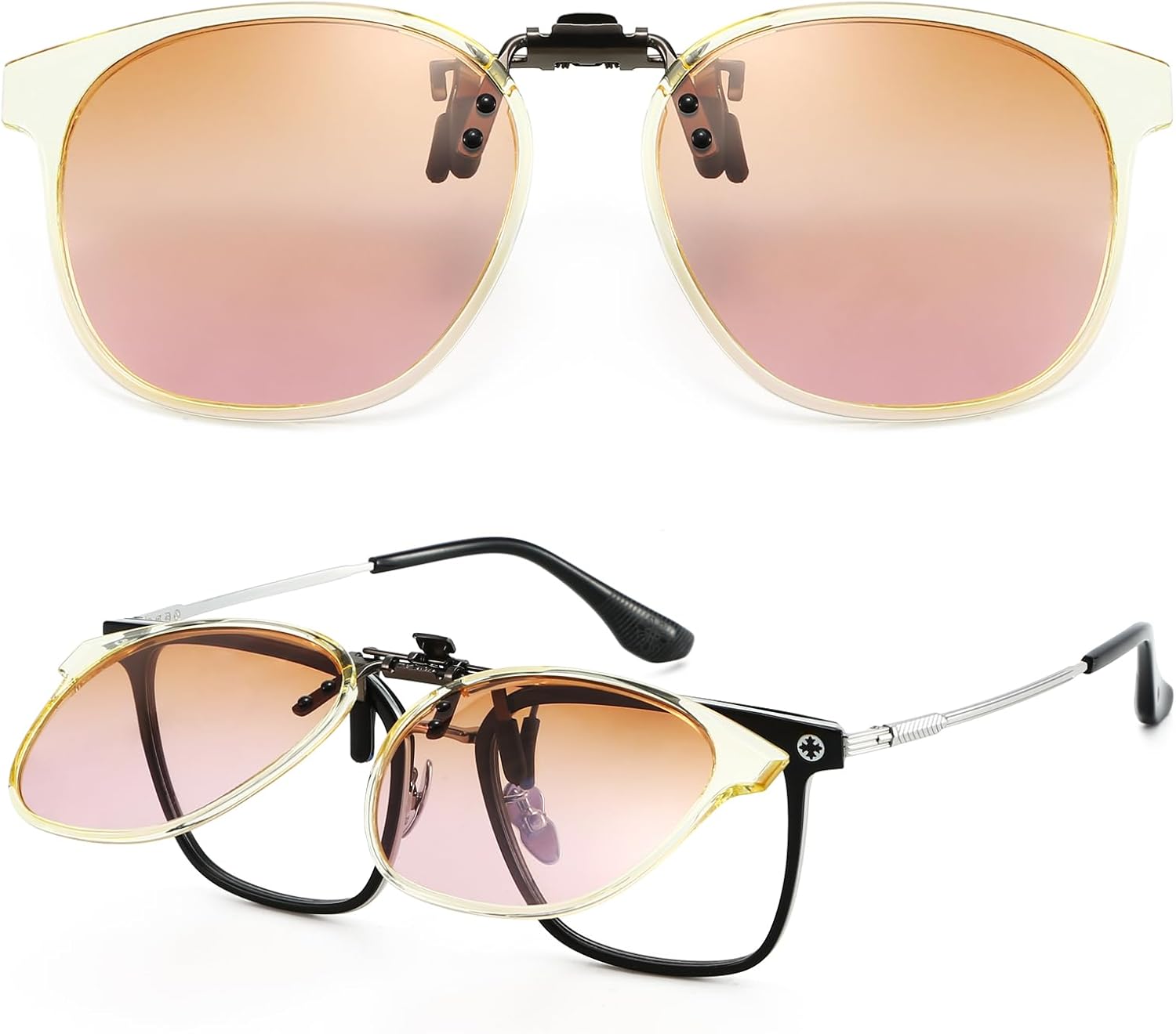 

Накладные солнцезащитные очки для мужчин и женщин - поляризованные линзы с антибликовым покрытием, 100% защита от УФ-излучения, универсальный размер, подходят для большинства очков VUEECLAT, Yellow-brown Lens