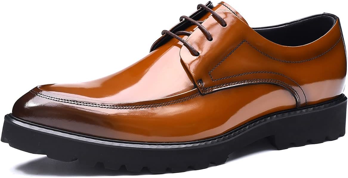 

Мужские оксфорды с крыльями Santimon, формальные деловые туфли дерби из кожи для вечеринки, свадьбы, модные, повседневные и прогулочные туфли для мужчин, Tan