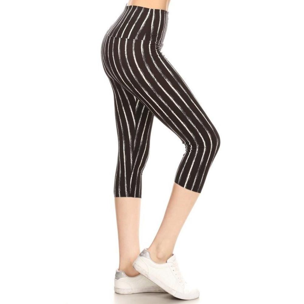 

FASHNZFAB Yoga Style Леггинсы-капри с полосатым принтом и полосками, цвет multi