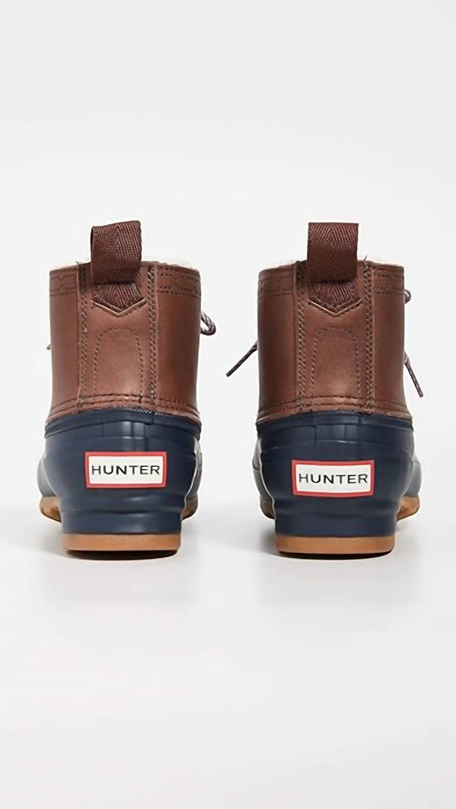 Женские утепленные короткие ботинки Original Pac в цвете жженой сиены и темно-синего Hunter — фото 3