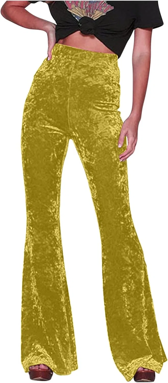 Женские йога-брюки клеш, Velvet Soft, высокие, A01_yellow