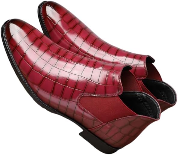 

Мужские повседневные ботинки Челси до щиколотки, износостойкие и противоскользящие кожаные ботинки без шнурков, подходят для вечеринок на открытом воздухе и офиса Hhhchpm, красный