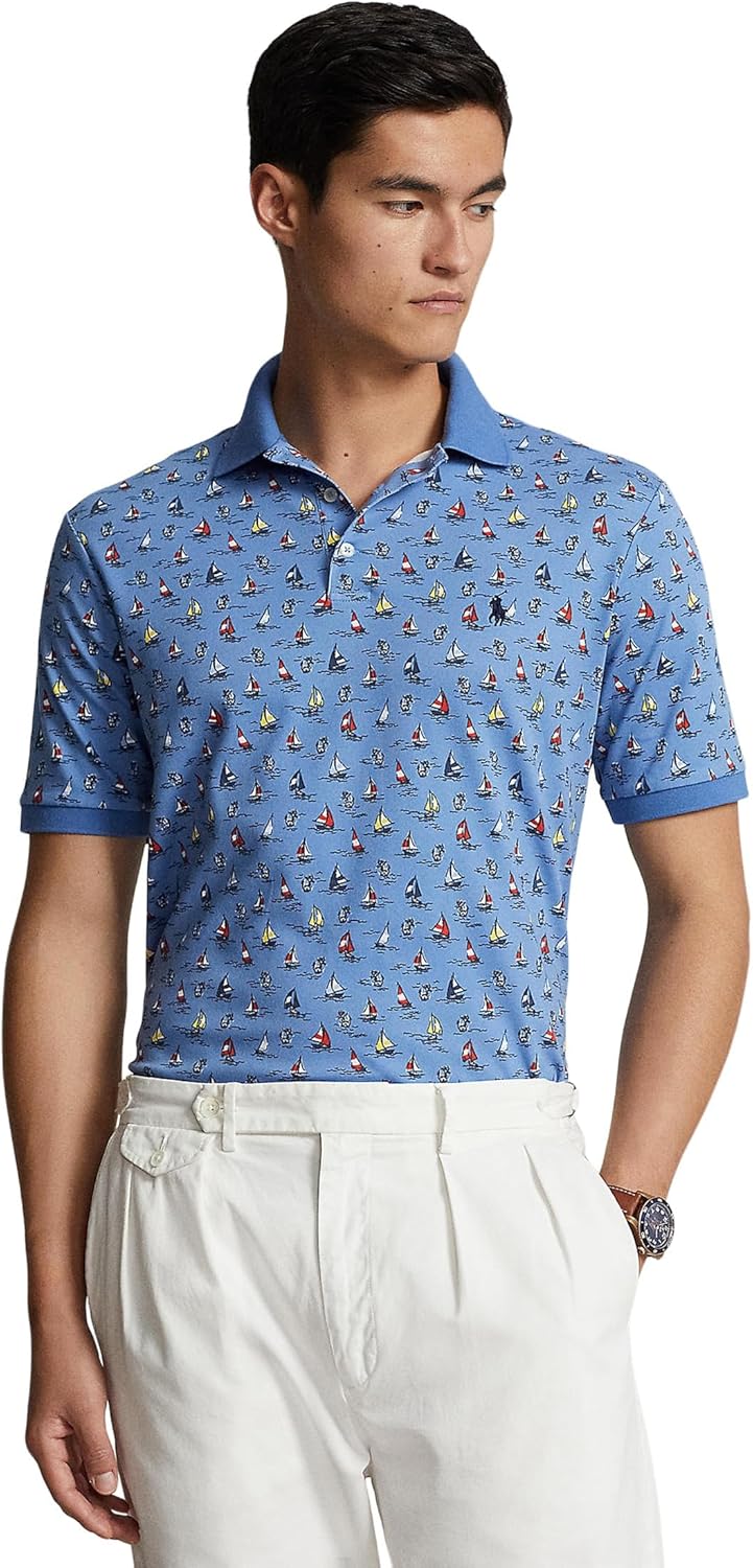 

POLO RALPH LAUREN Мужская футболка в классическом крое с полосками, High Tide Convo Ne Blue, Синий, POLO RALPH LAUREN Мужская футболка в классическом крое с полосками, High Tide Convo Ne Blue