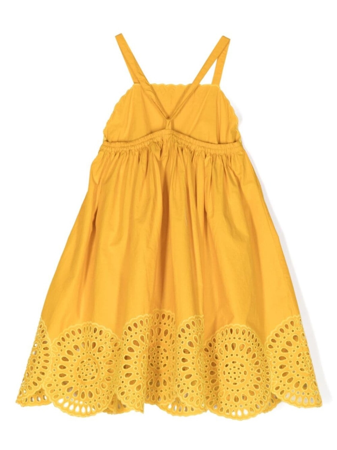 Stella McCartney Kids платье ампирного силуэта с английской вышивкой, желтый — фото 2