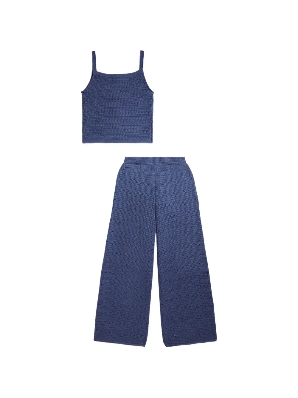 Комплект из топа и брюк в технике кроше Polo Ralph Lauren Kids, синий — фото 2