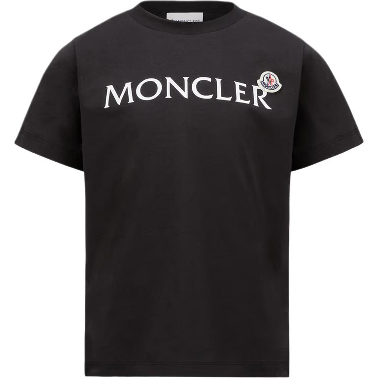 

Детская хлопковая футболка с логотипом Moncler, черный
