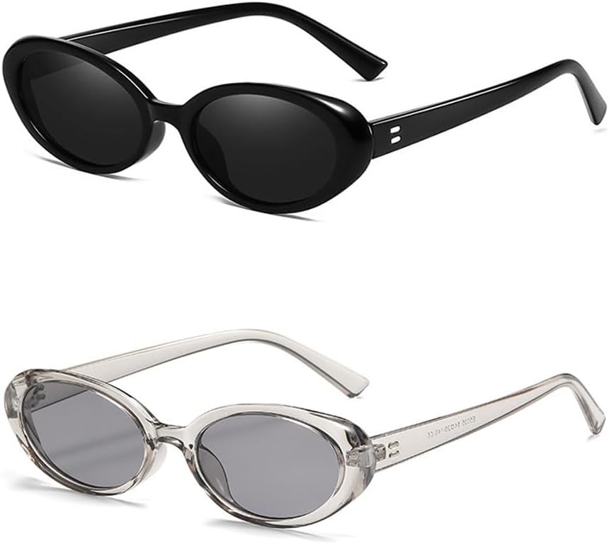 

Солнцезащитные очки в стиле ретро с овальной формой для женщин и мужчин, винтажные очки «кошачий глаз» с защитой от УФ-излучения для ношения на открытом воздухе Ridering, Black+light Grey