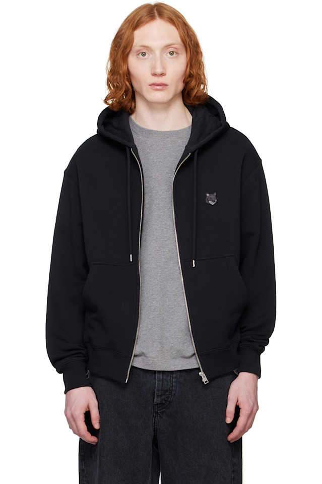 

Удобная худи с молнией и лисьей головой Bold fox Maison Kitsuné, черный