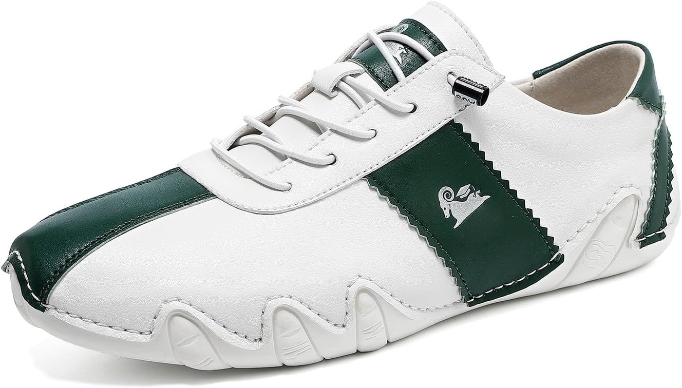 

Мужские премиальные слипоны WELRUNG с ручной прошивкой из ПУ, повседневные мокасины для прогулок и вождения, белый/зеленый