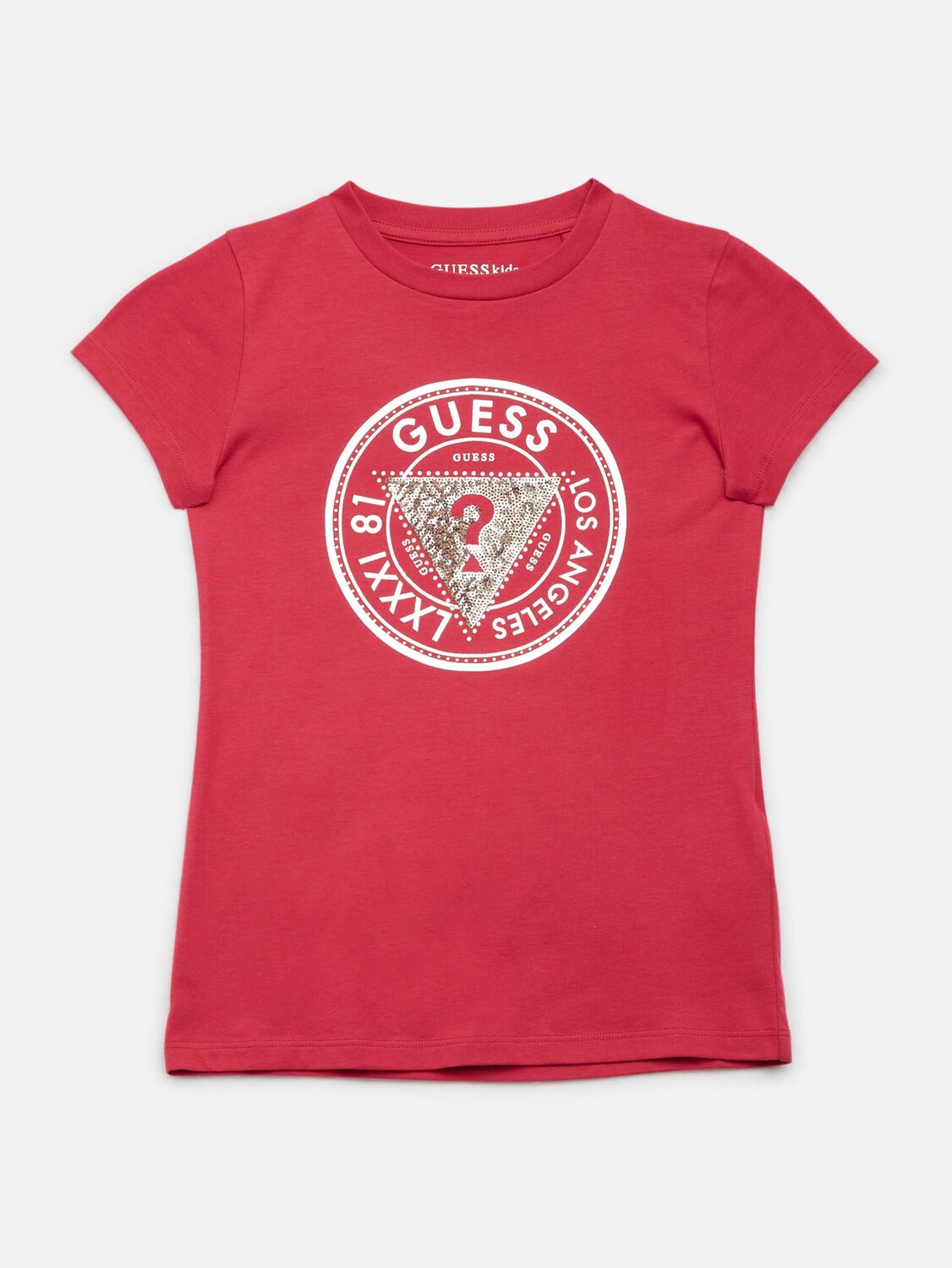 

Футболка с украшенным логотипом Cheska (2–6) Guess Factory, цвет Viva Pink