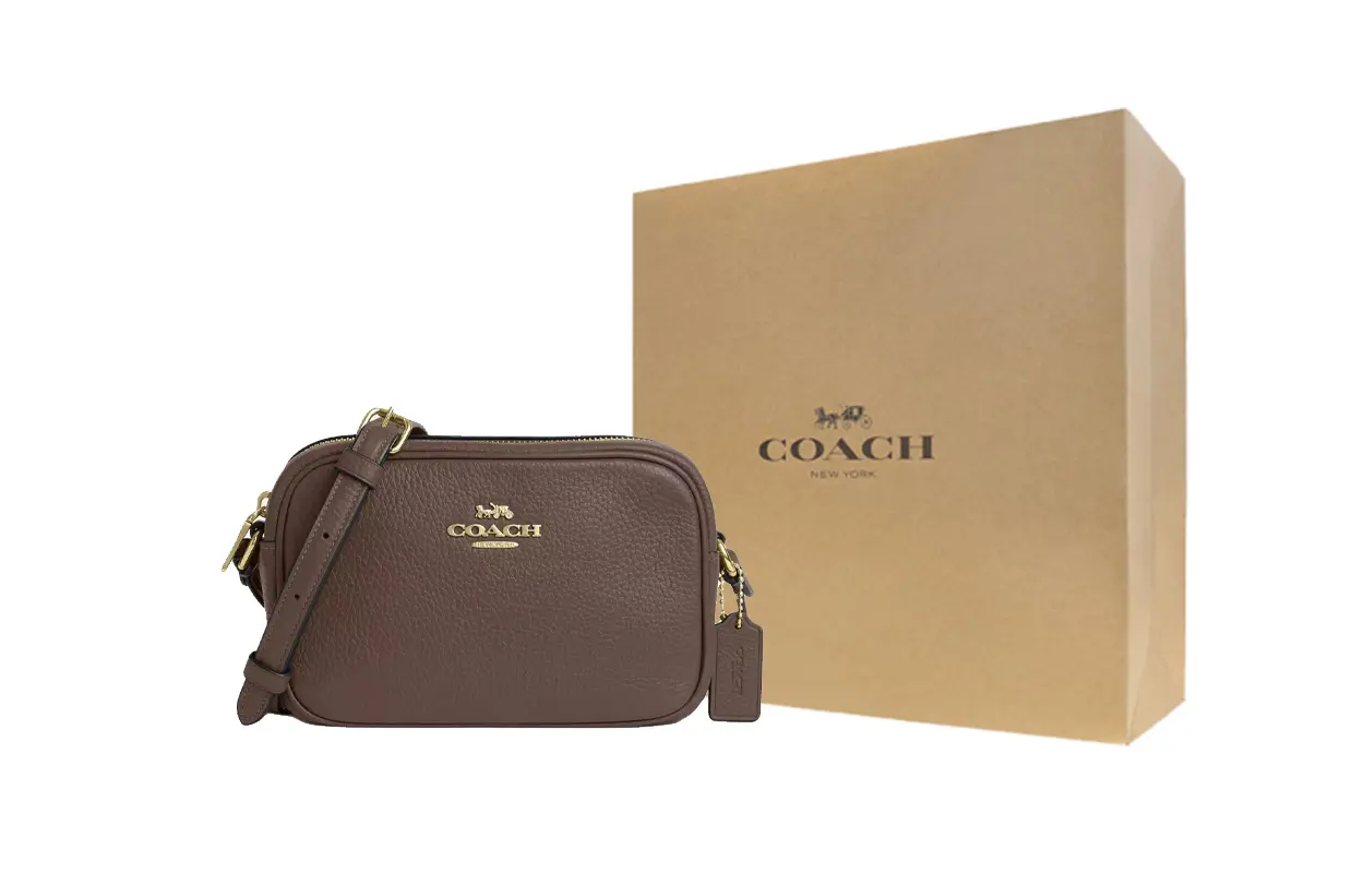 

Кожаная сумка Jamie для фотоаппарата, мини-сумка через плечо для женщин Brown COACH, Gift Box Set (Set+желтый Box)