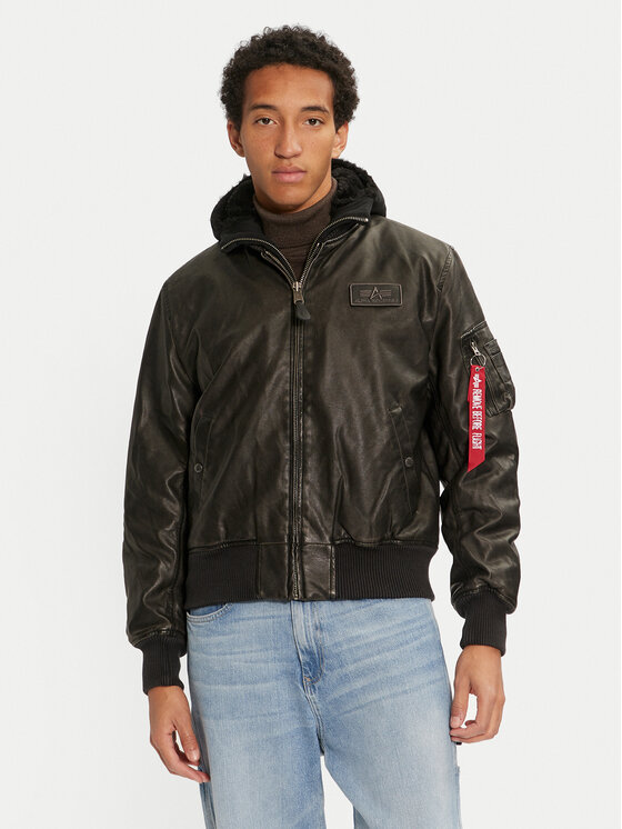 

Куртка из искусственной кожи прямого кроя 123106 Alpha Industries, черный