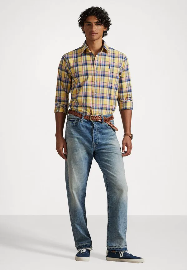 Рубашка оксфордская tattersall, сшитая на заказ Polo Ralph Lauren, Yellow/Pink Multi — фото 2