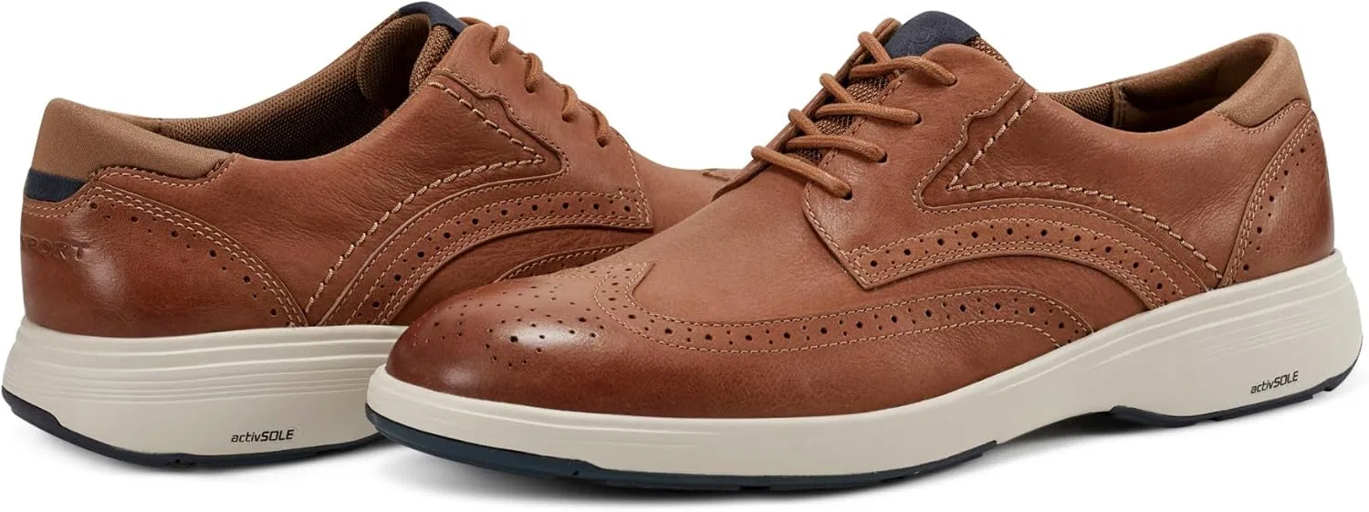 Мужские оксфорды Rockport Noah Wingtip, Caramel Leather — фото 4
