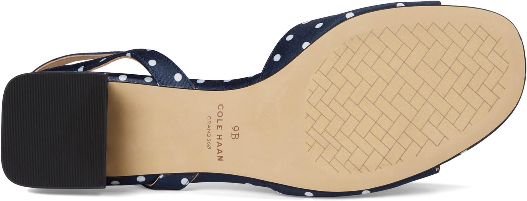 Туфли Cole Haan Women's Florette Block Heel Sandals, Navy/White Polka Dot Print Satin — фото 3