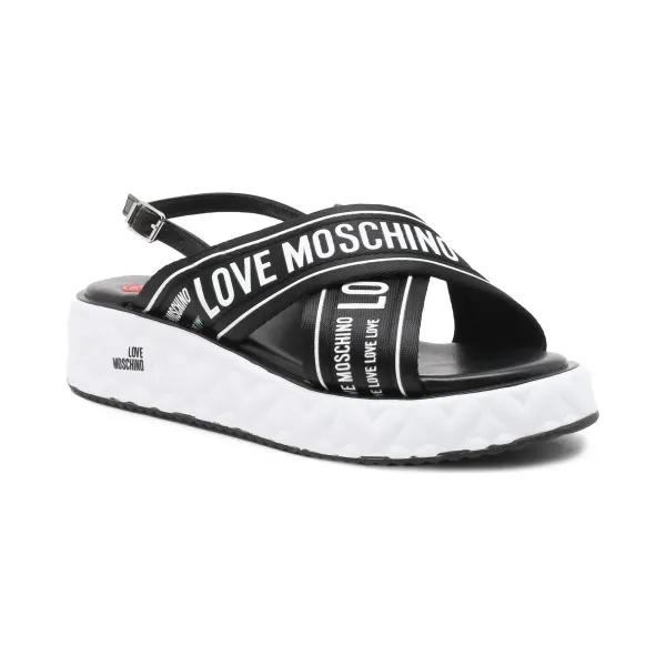

Кожаные тапочки с лентами Love Moschino, черный