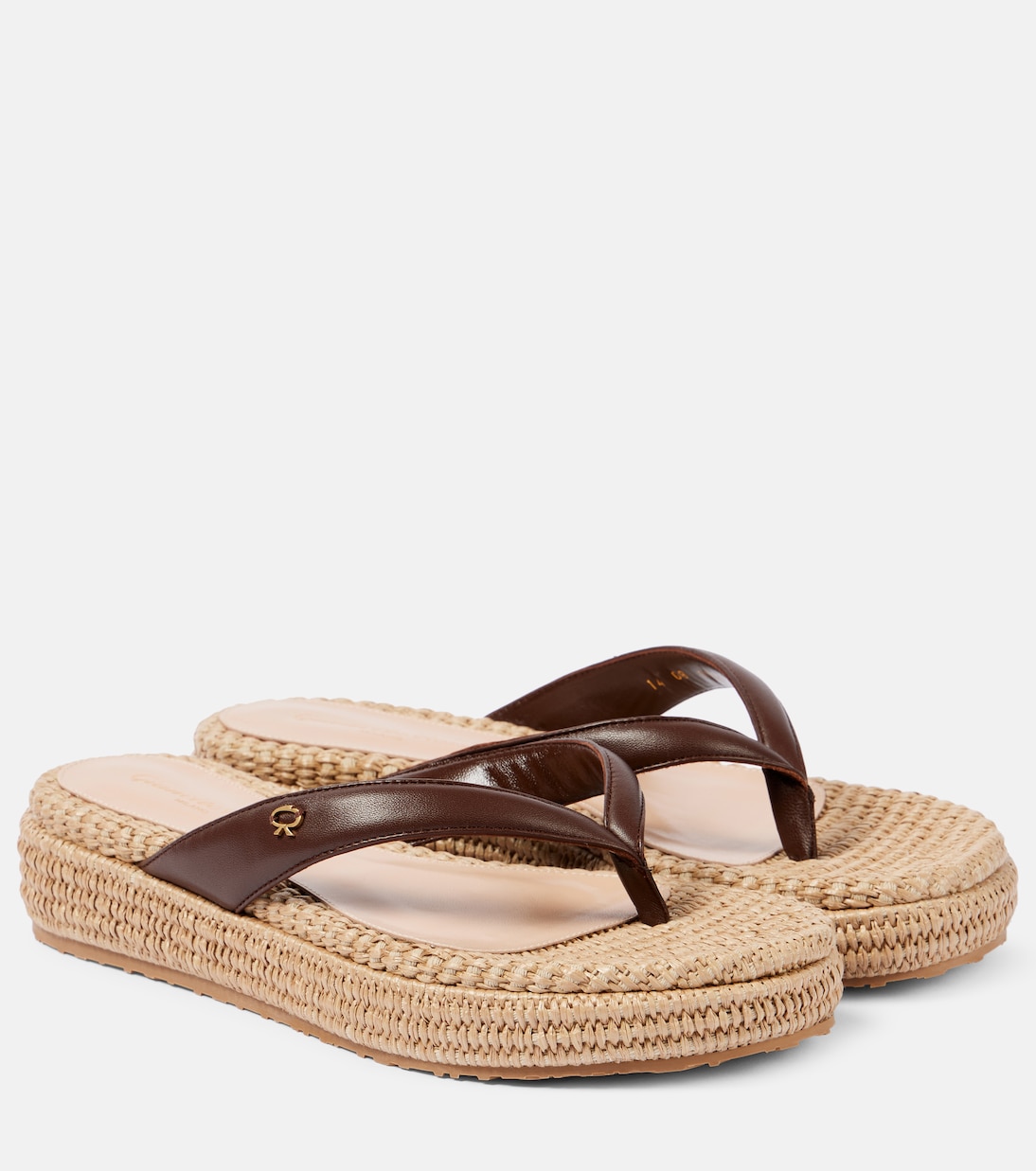 Кожаные сандалии-эспадрильи на платформе Gianvito Rossi, Brown + Naturale