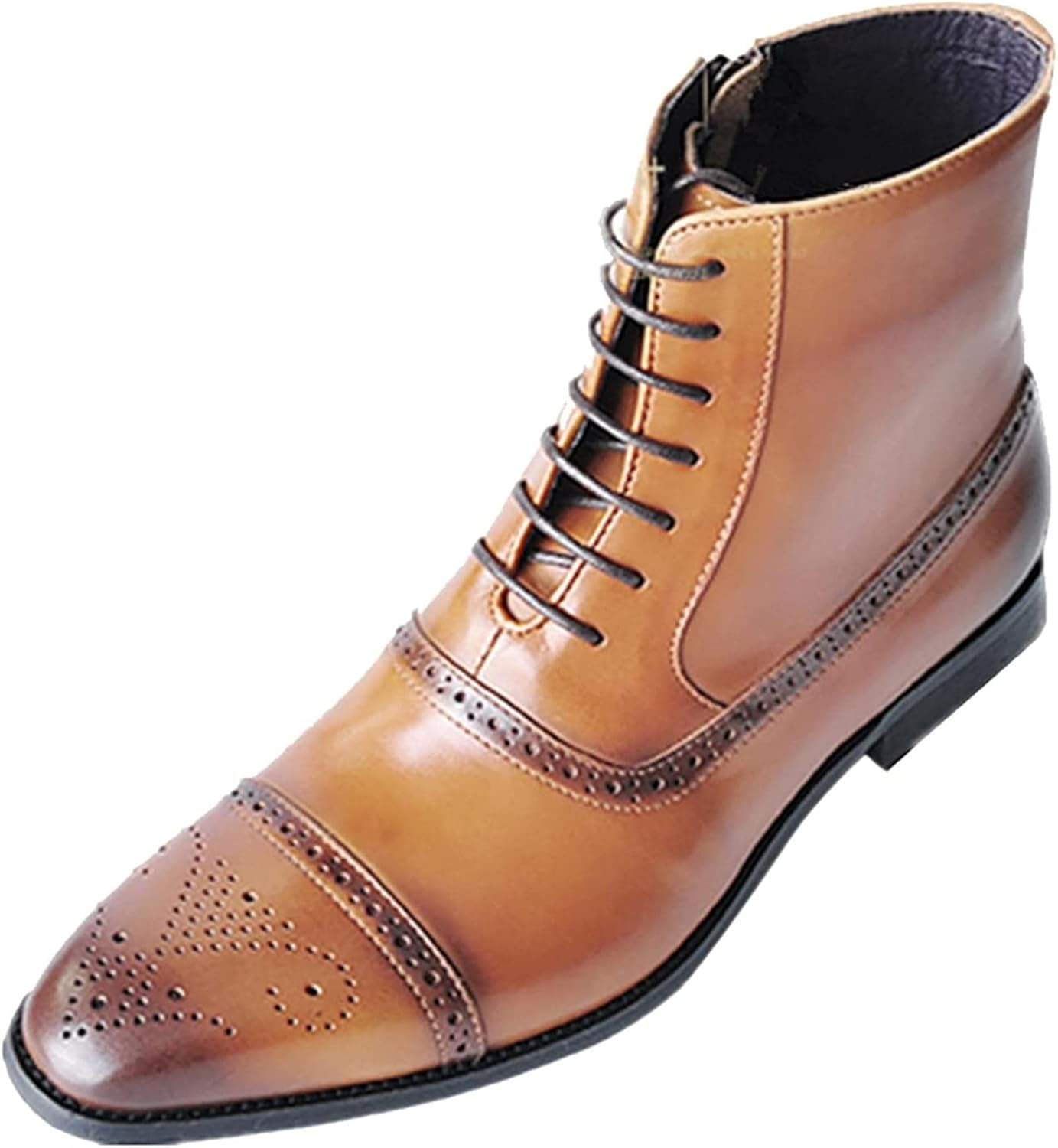 

Мужские ботинки Yiozoi Short Brock, высокие, шнуровка, боковая молния, квадратный носок, ветронепроницаемые, кожаные, повседневные и деловые, желтый