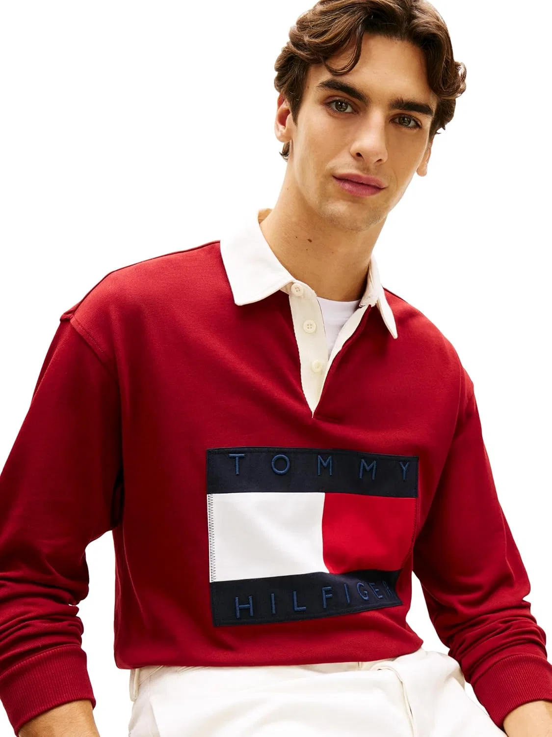 Мужская толстовка Tommy Hilfiger средней плотности для регби с вышитым логотипом в виде флага — фото 2